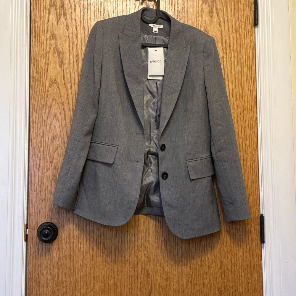 Gray Blazer with Two-Button Closure